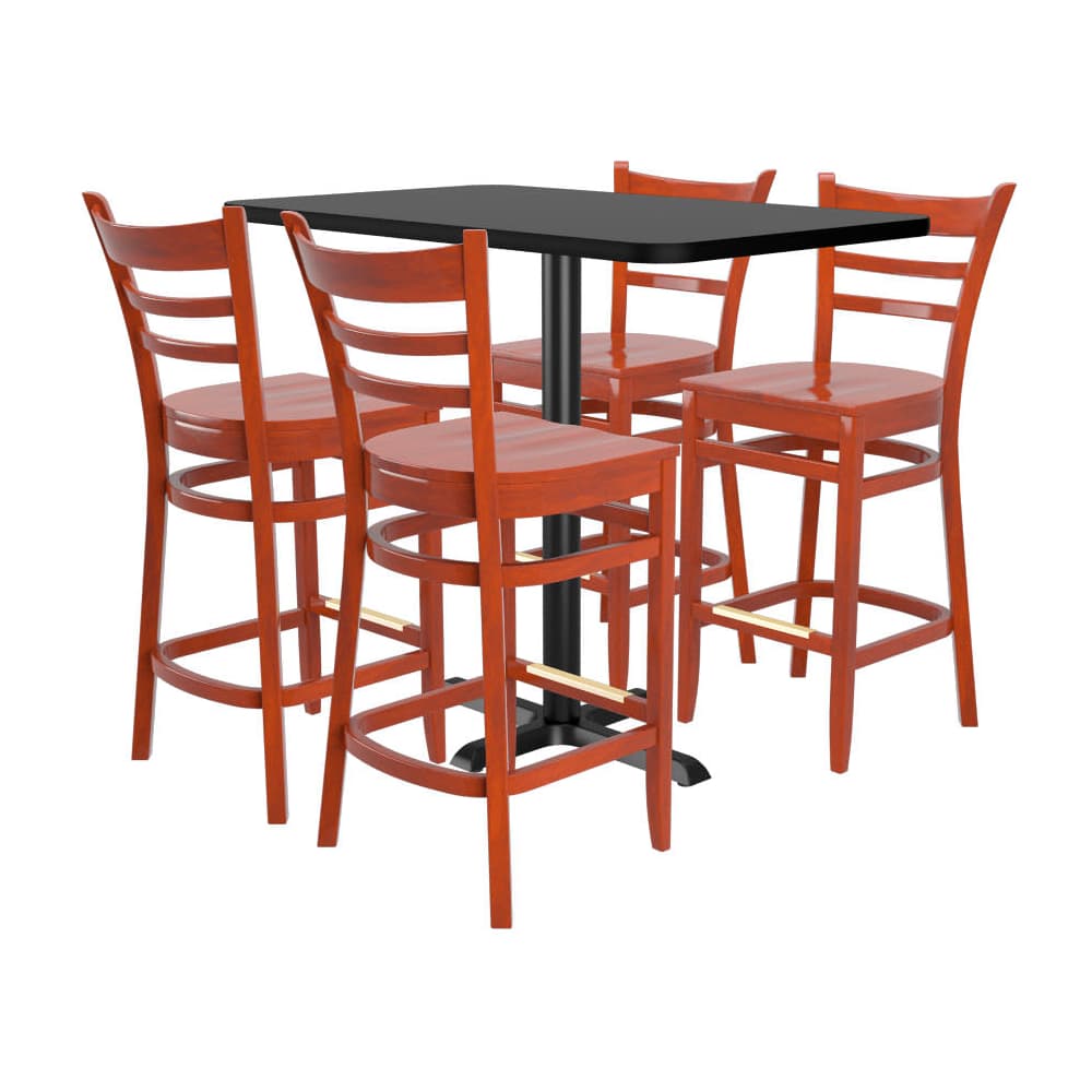 Ladder back wood bar stool set