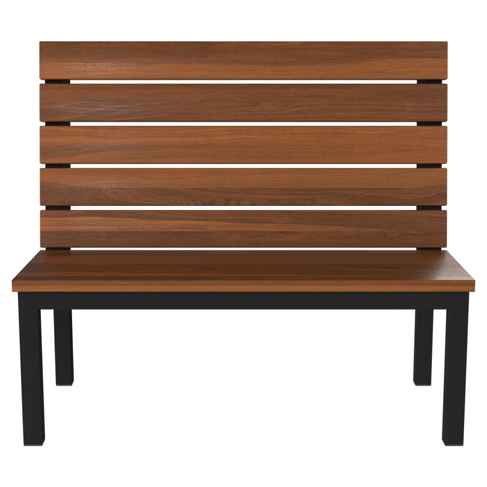 Slatted metal booth seating