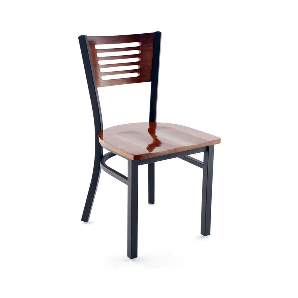 Slatted metal dining chair