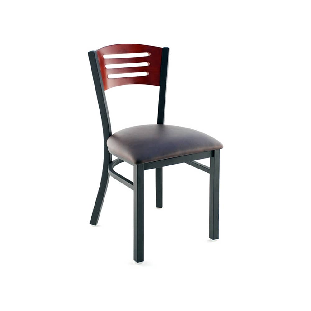 Slatted metal dining chair